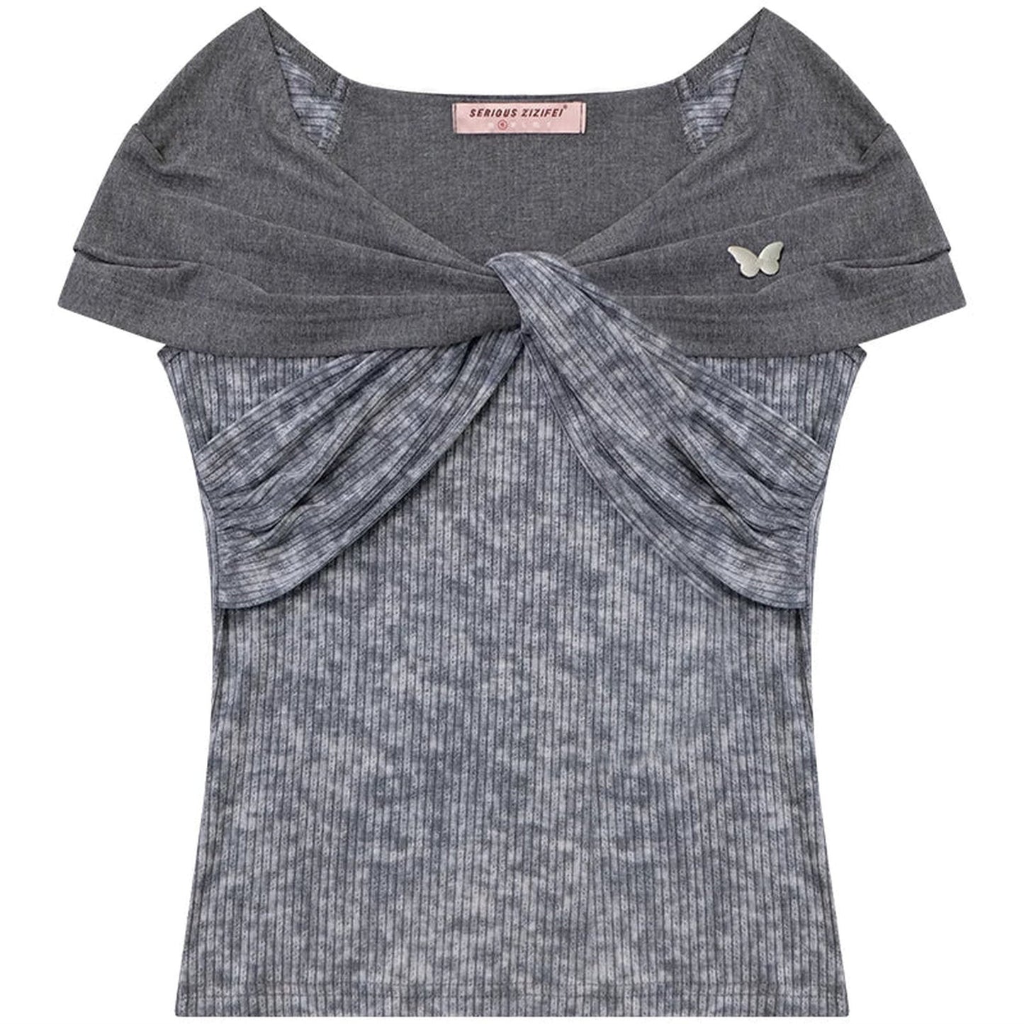 Retro Floral Knot Dark Gray T-Shirt