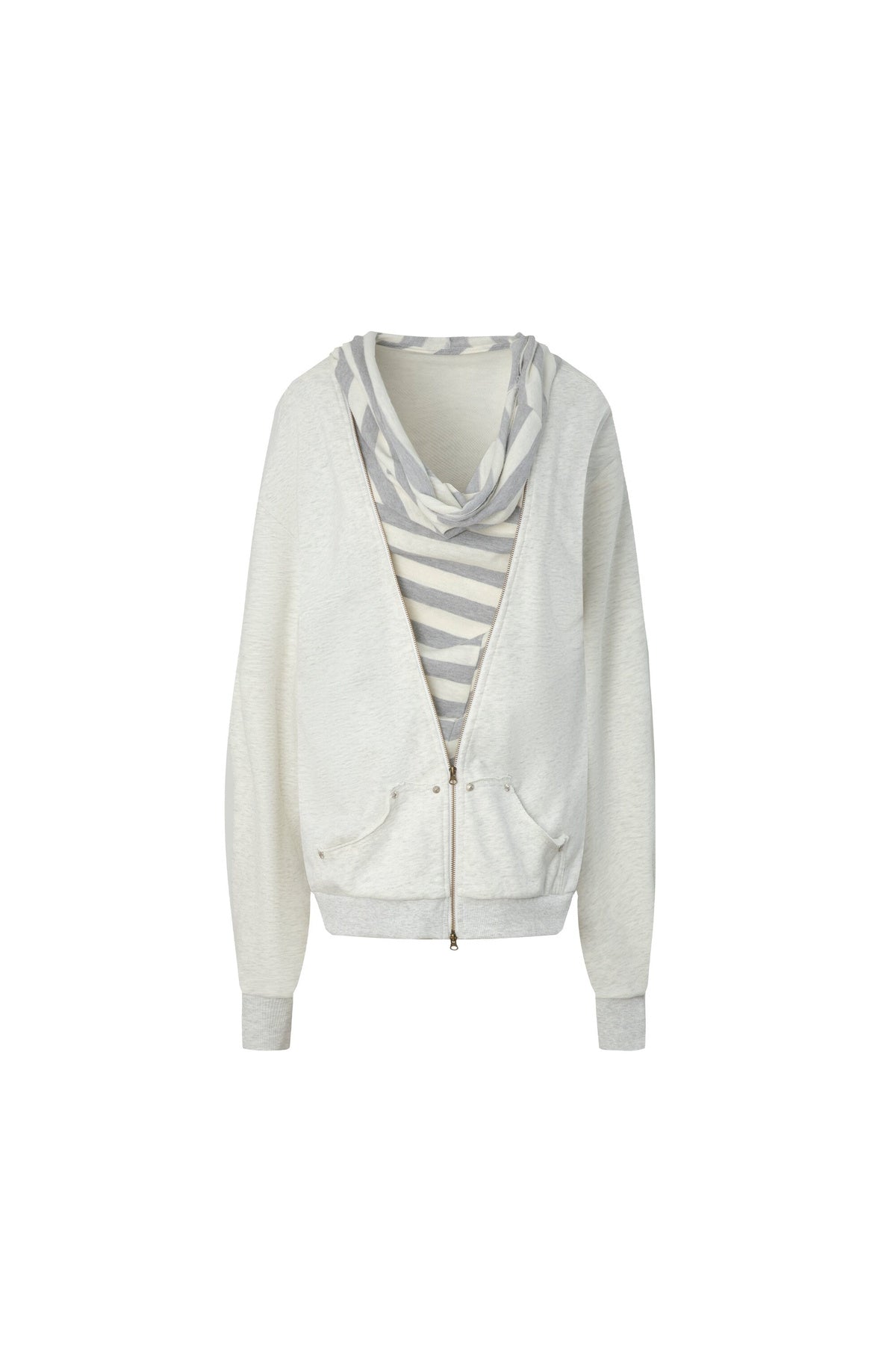 Oversized Striped Drop Shoulder Patchwork Sweatshirt
