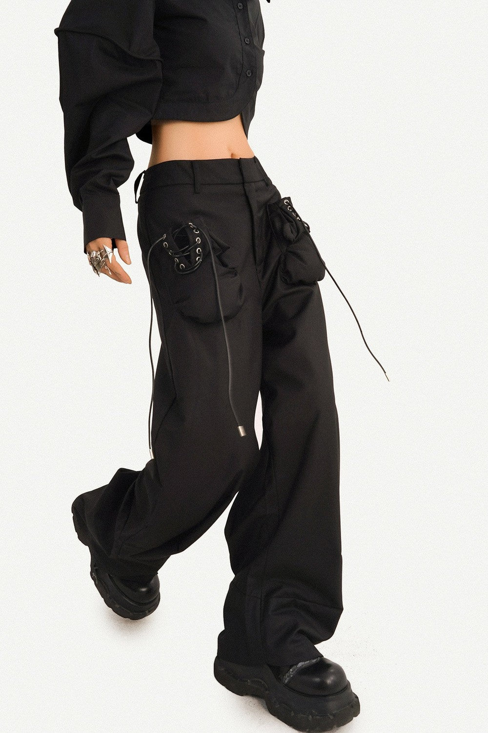 Dark Style Lace-Up Shirt