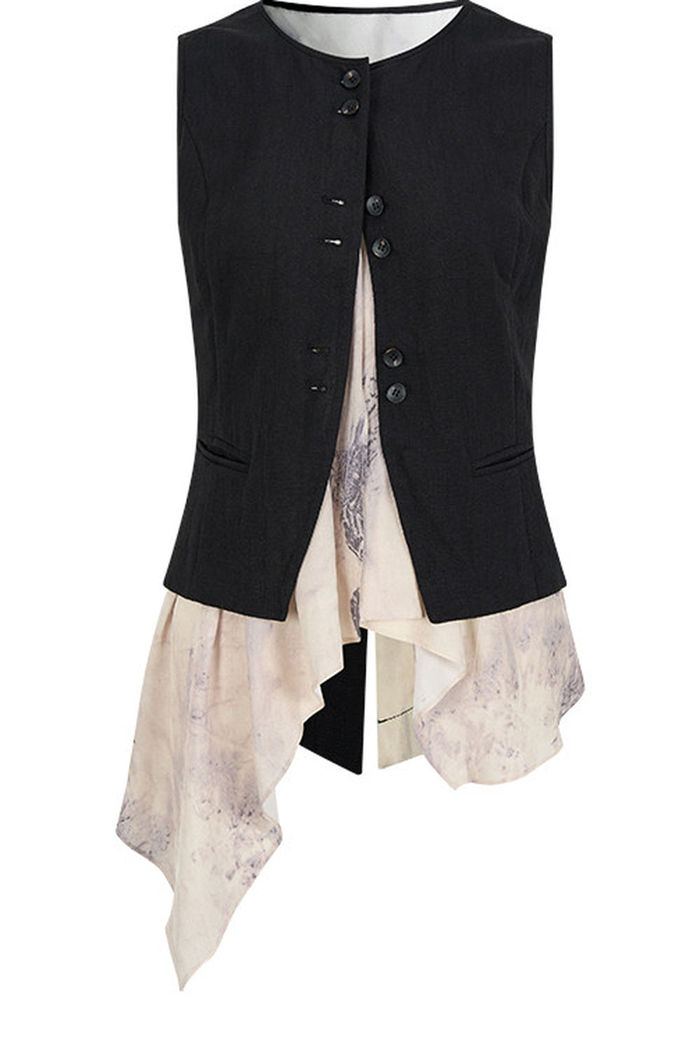 Asymmetrische Tencel-Ramie-Weste zum Binden