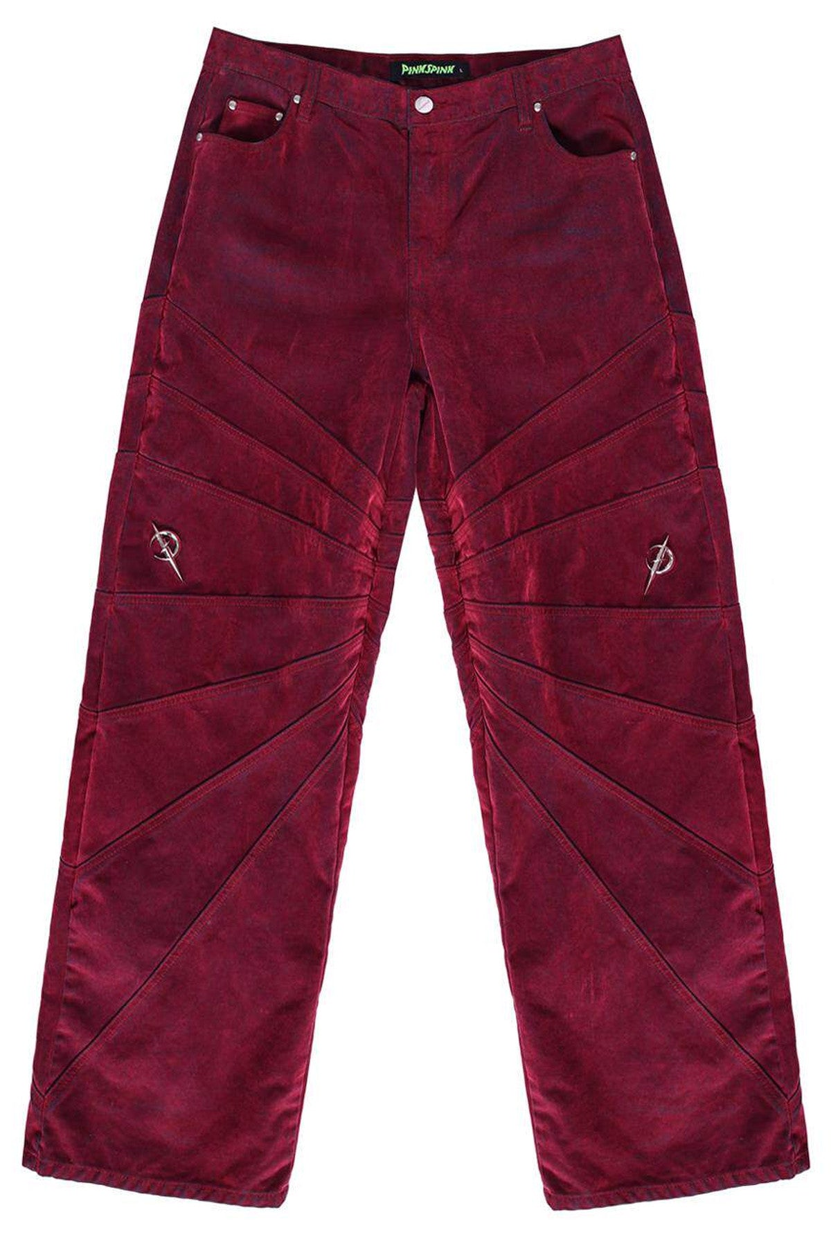 Red Ray Structure Velvet Loose Fit Jeans