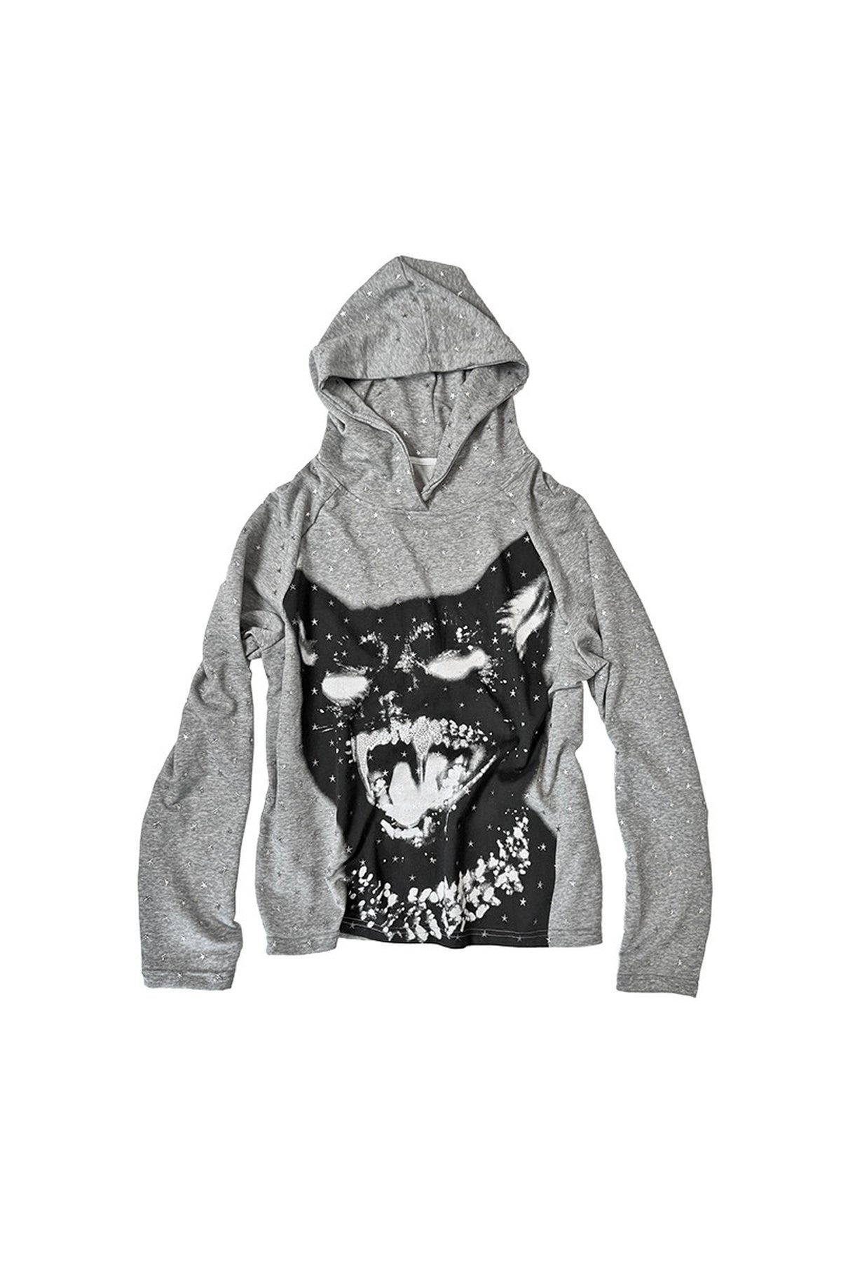 Cat Rhinestone Star Glitter Hoodie