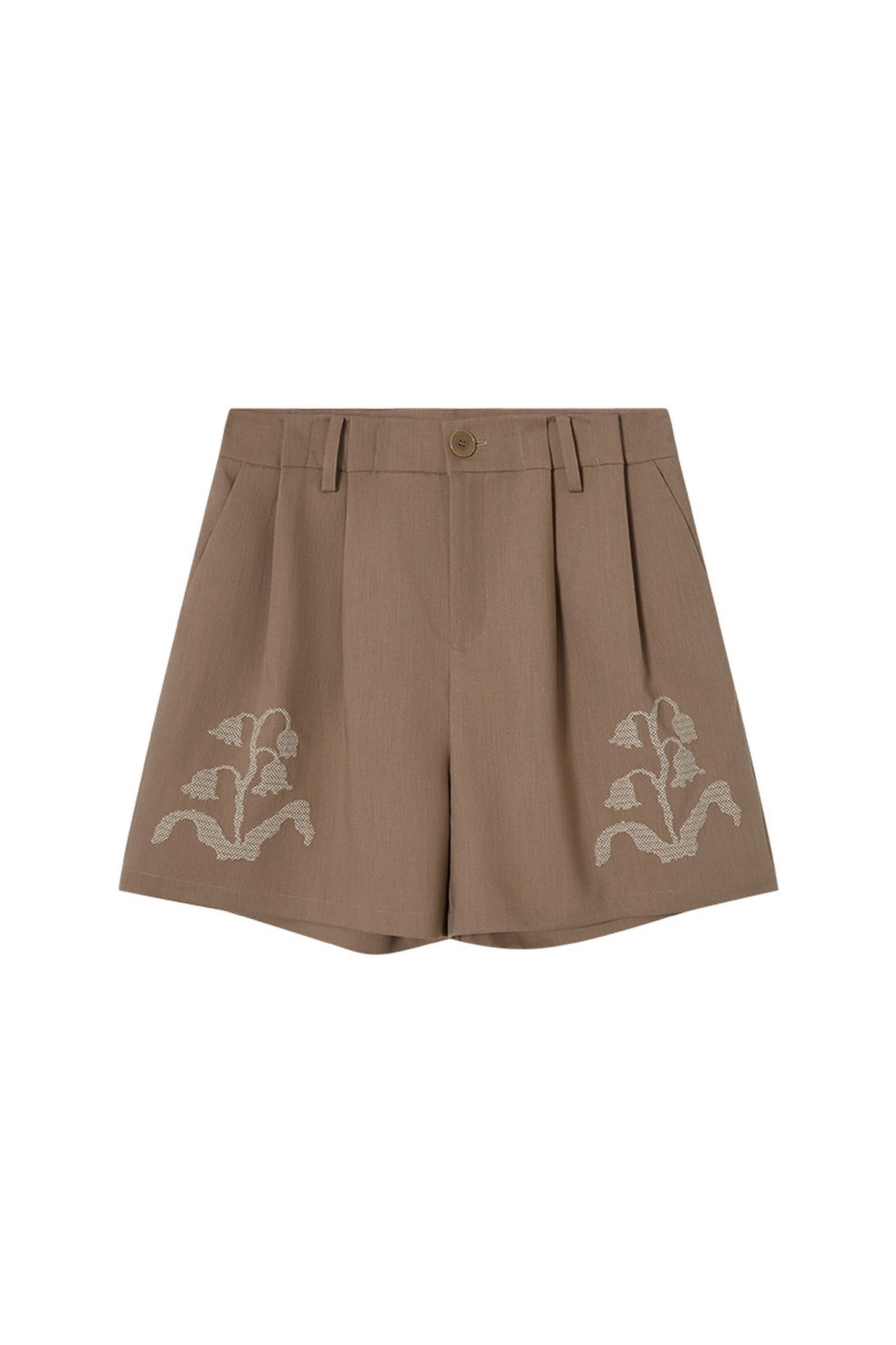 Shorts plissettati color caffè a gamba larga