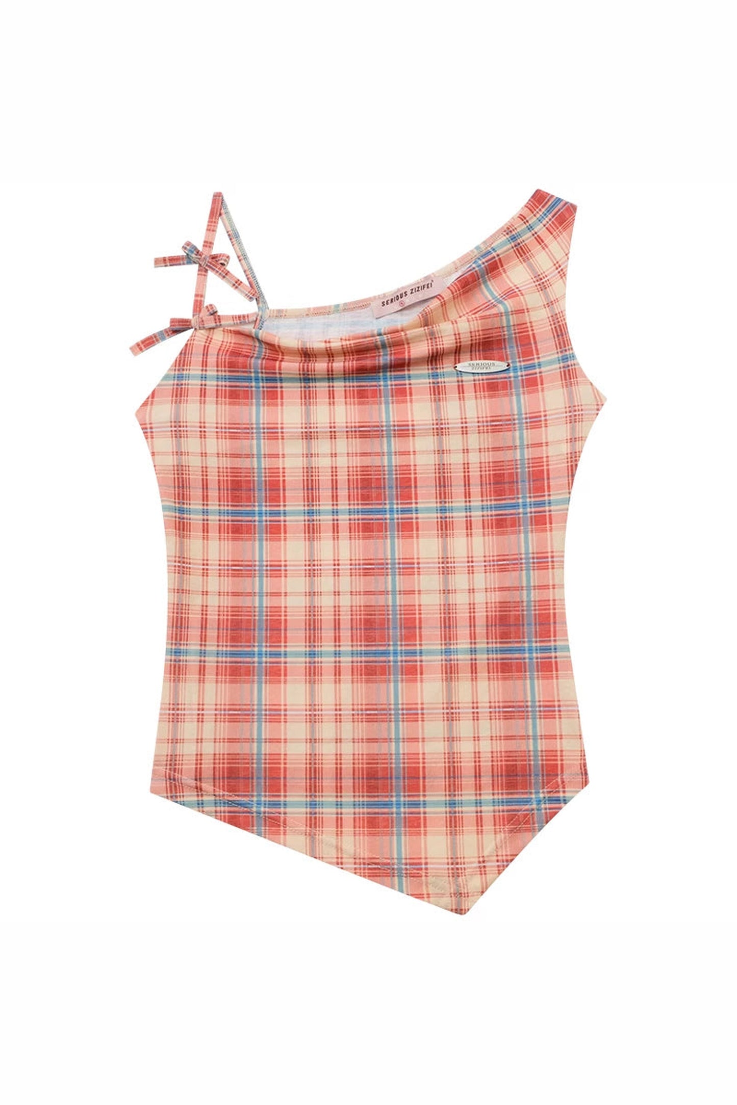 Sweetness Red Plaid Bowknot Tank Top