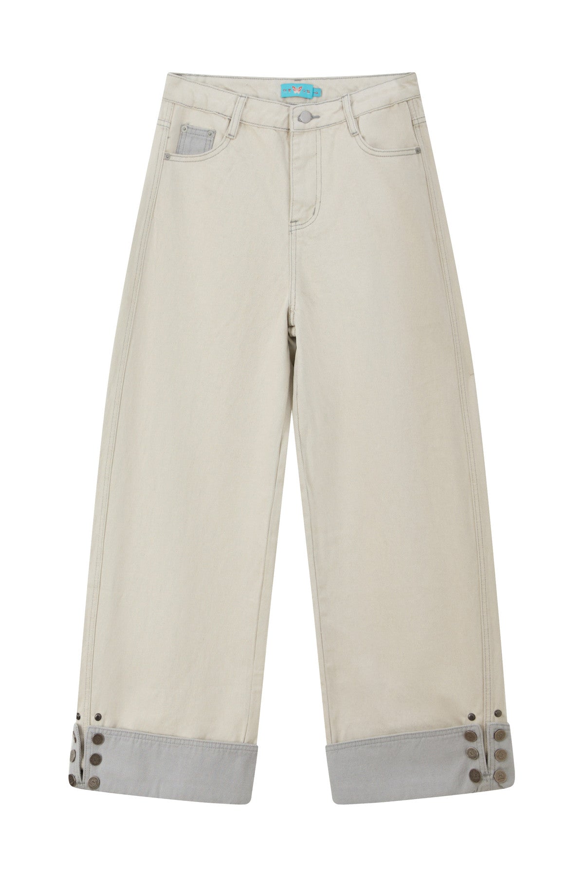 Loose Off-White Cotton Jeans