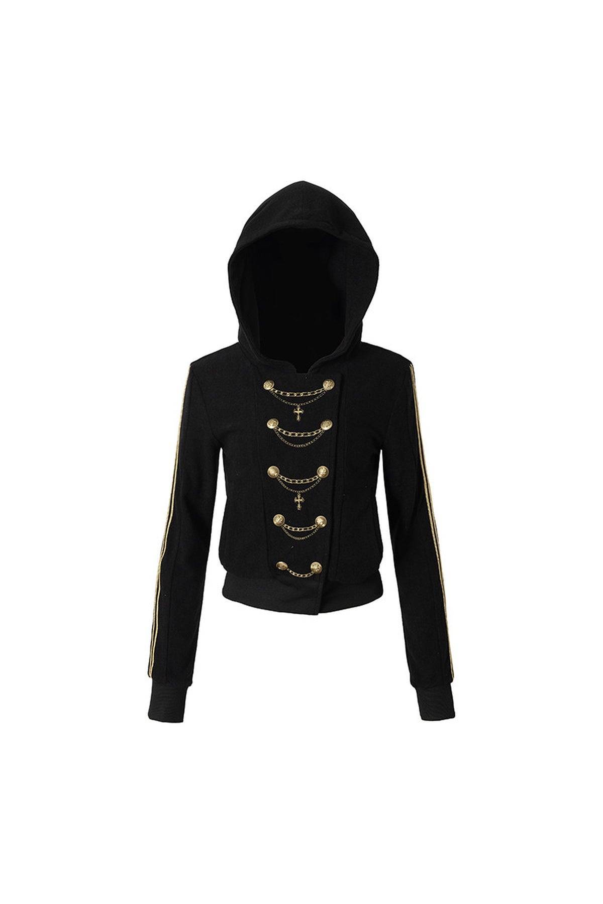Punk Chain Embroidered Hooded Jacket