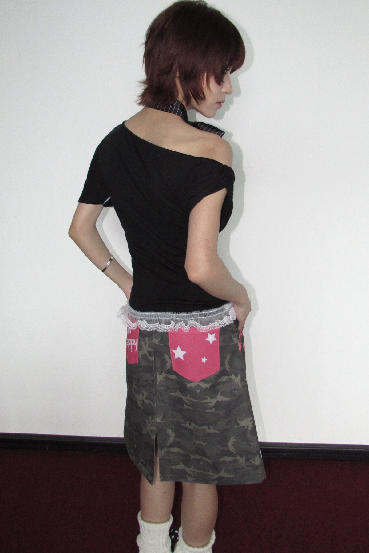 Graffiti Camouflage Midi Skirt