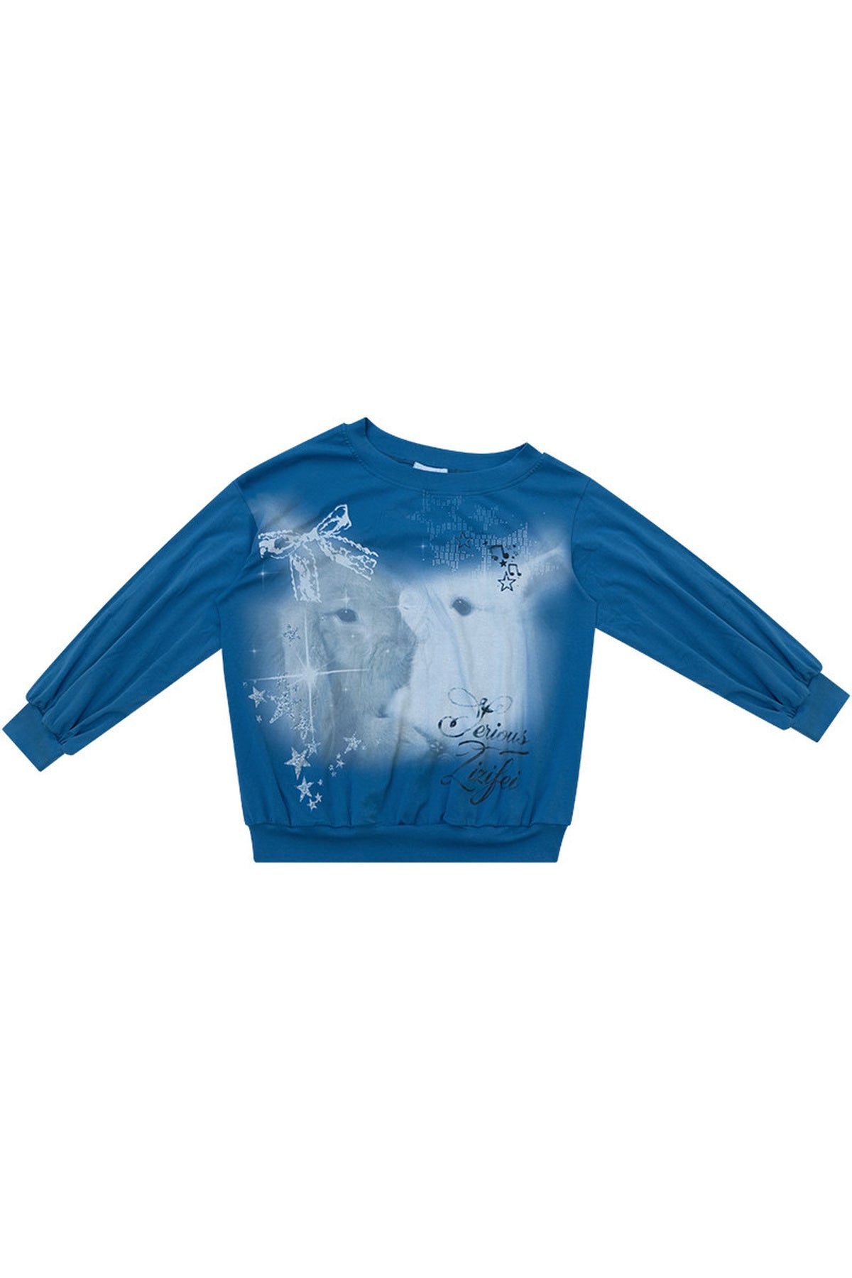 Rabbit Print Off-Shoulder Sweatshirt