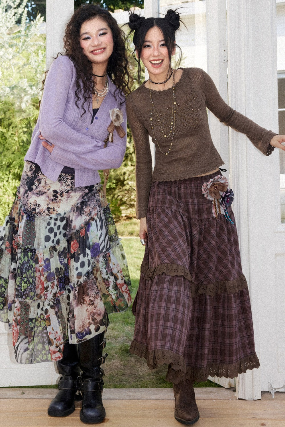Vintage Floral Patchwork Irregular Skirt