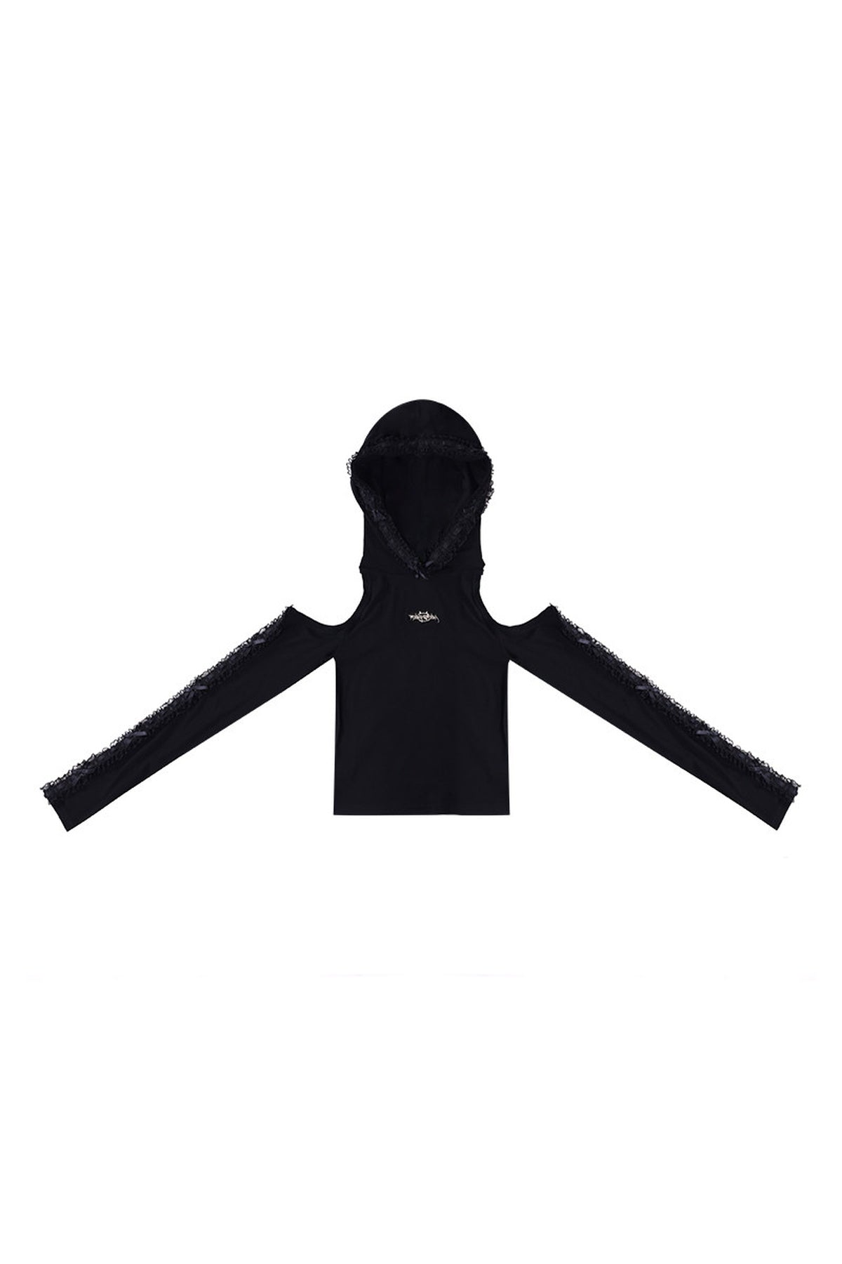 Lace Trim Hooded Backless Long Sleeve T-Shirt