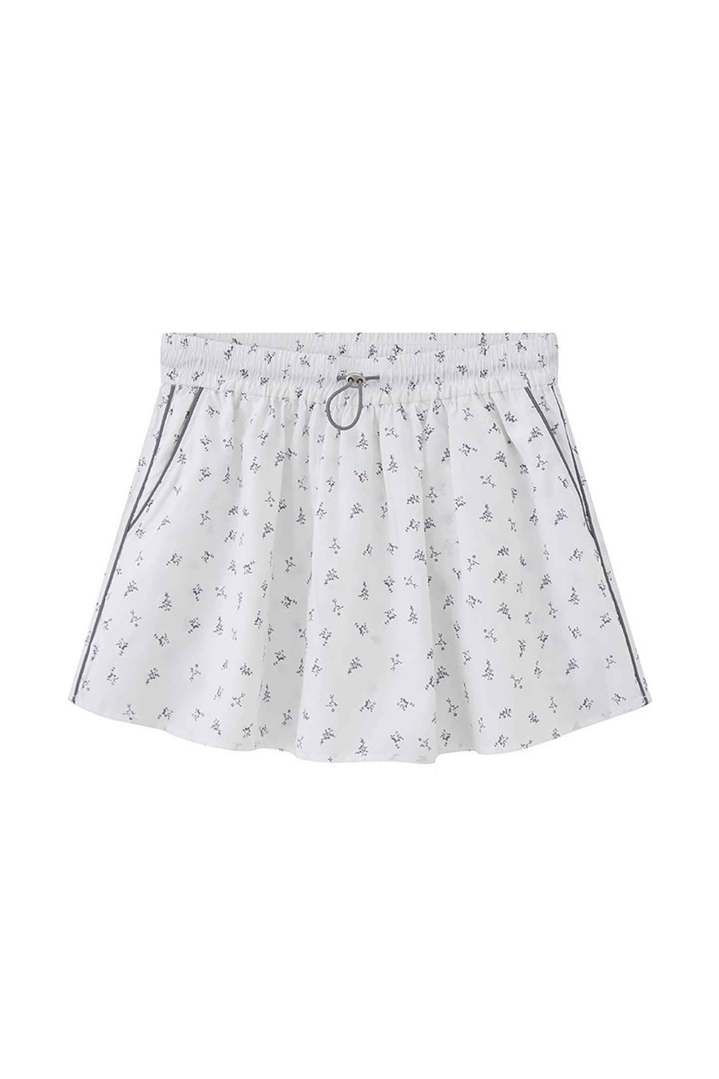 Set aus weißem Oberteil mit Blumenmuster und Kordelzug und Culotte-Hose