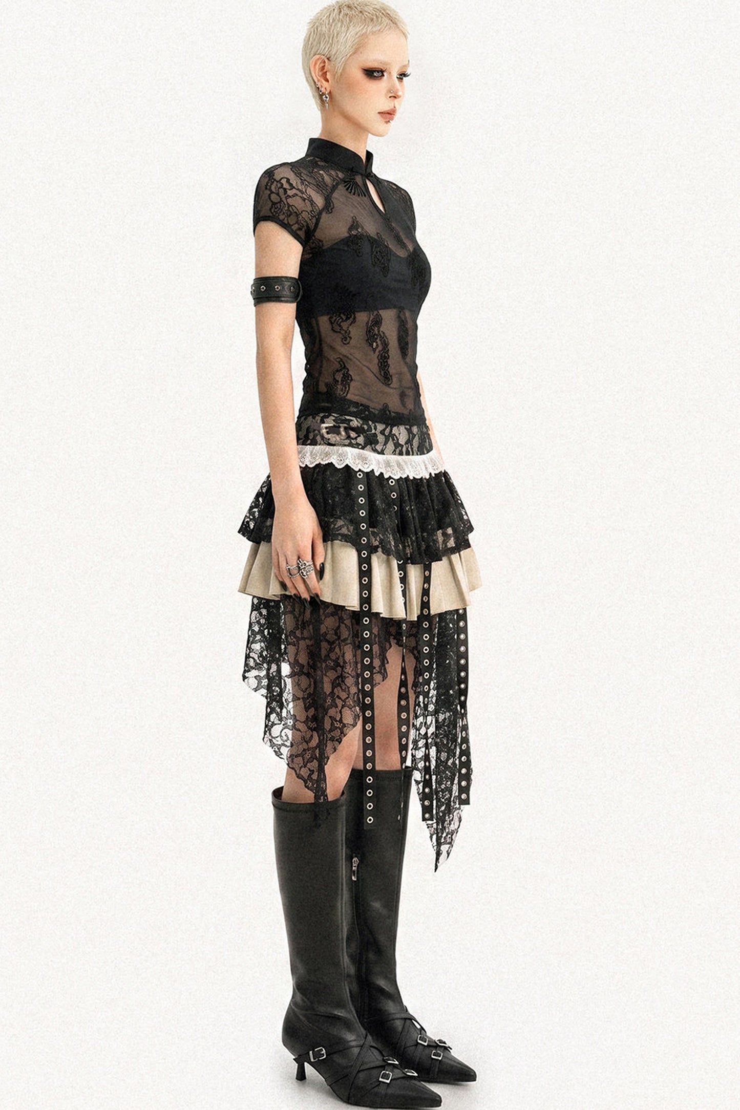 Gothic Lace Patchwork Top