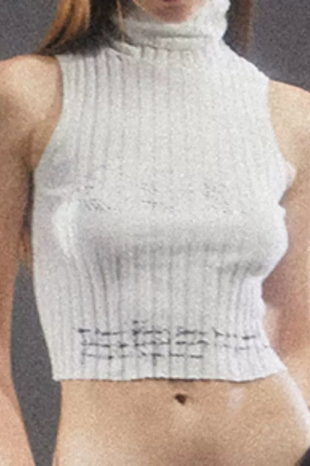 Rhinestone High-Neck Sleeveless Top