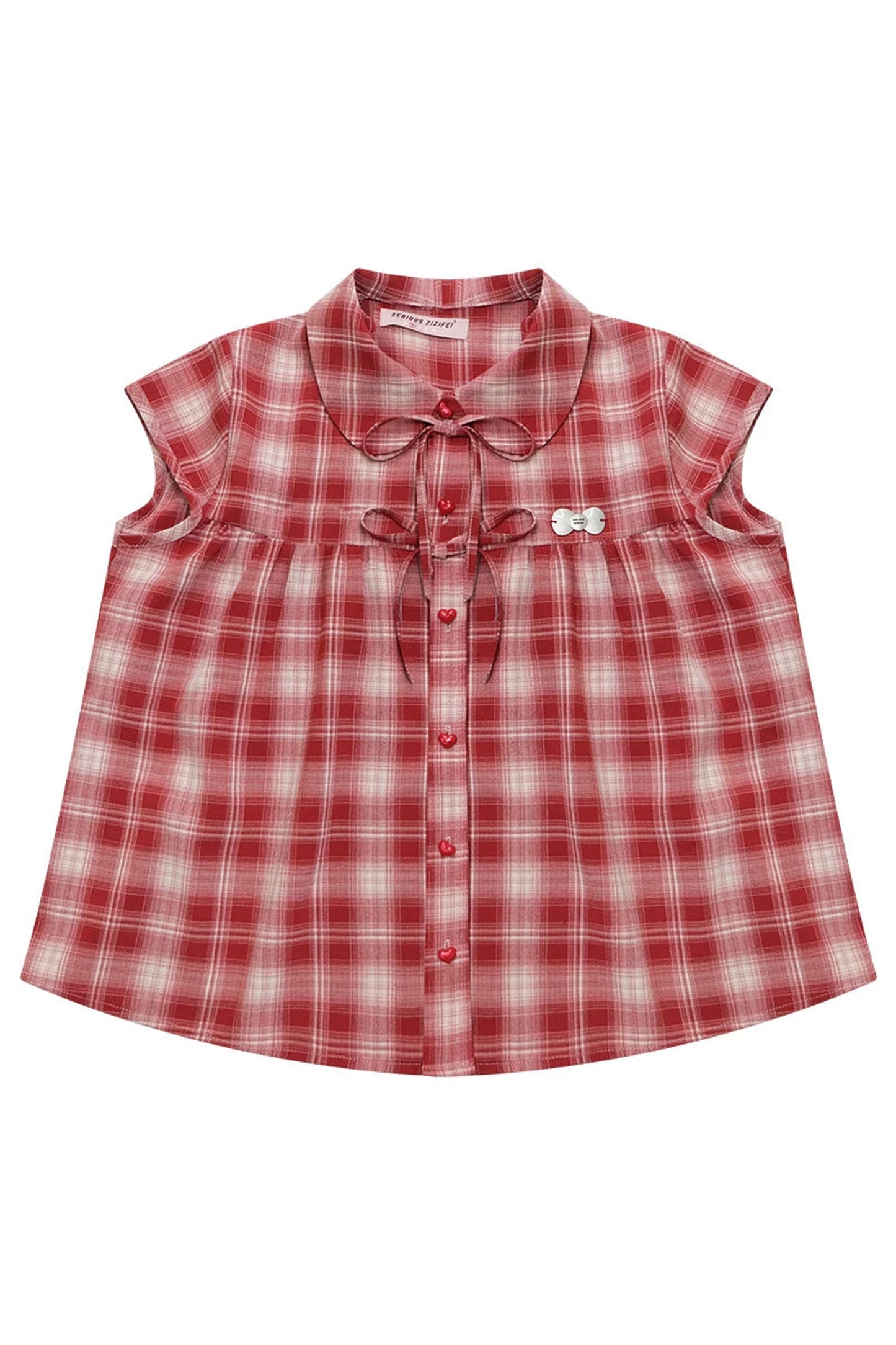 Red Plaid Doll Collar Blouse