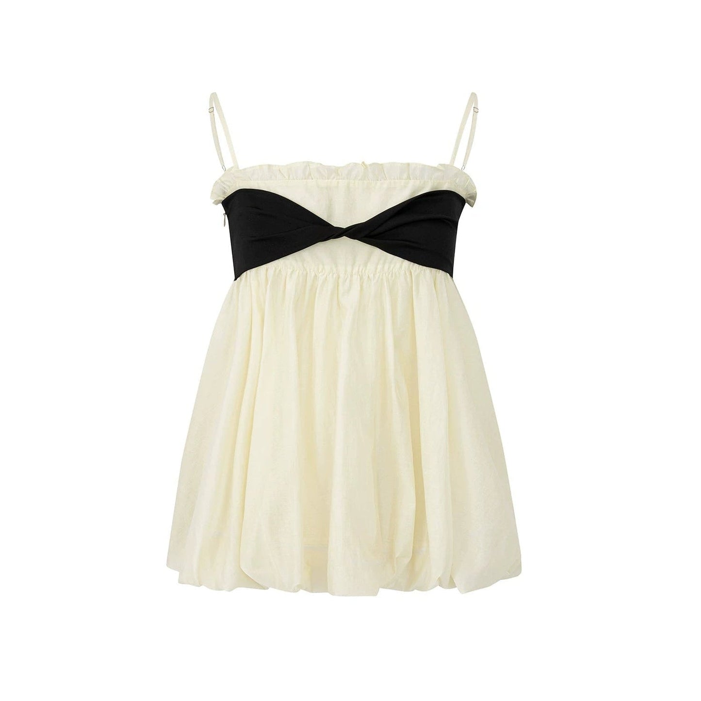 Tencel Knotted Strap Ruffle Tube Top