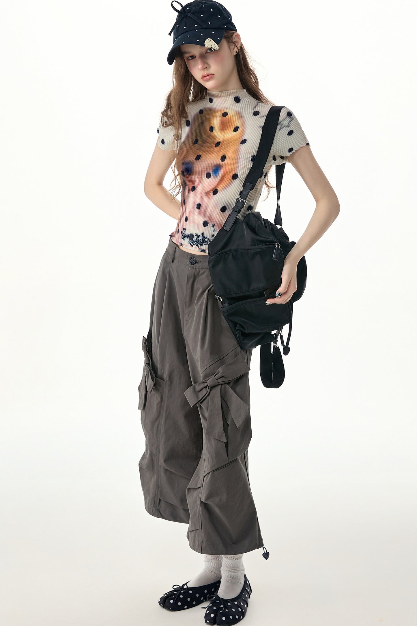 White Polka Dot Doll Print T-Shirt