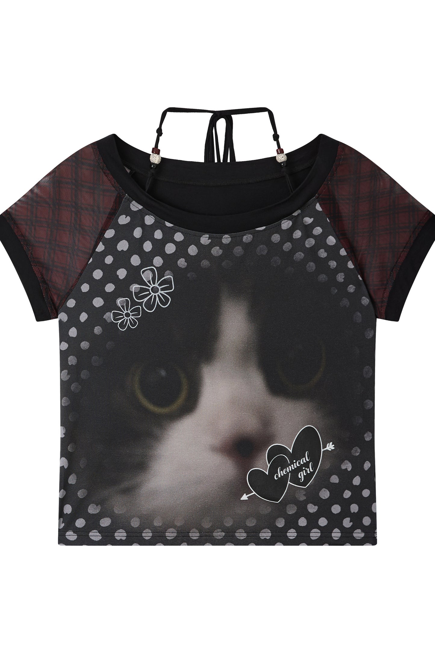 Cat Print Short Sleeve Top