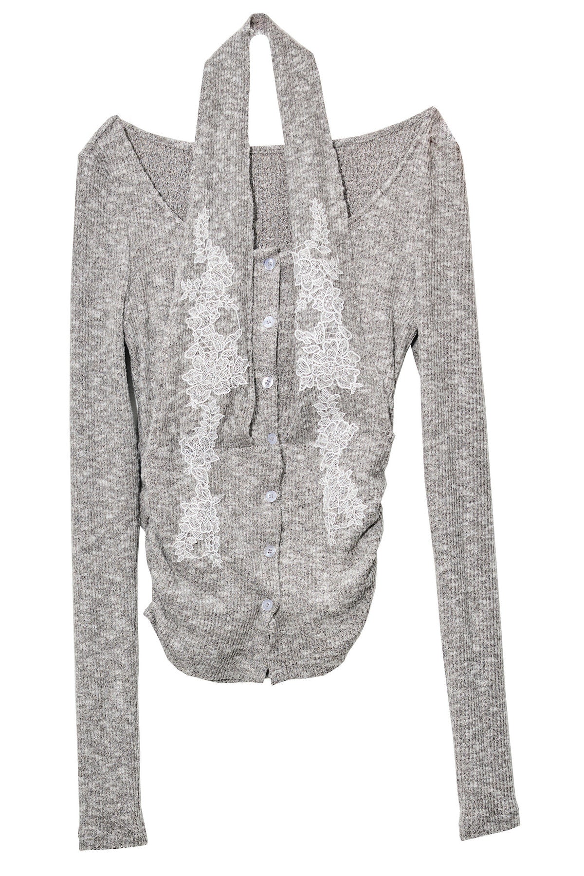 Lace Applique Halter Knit T-Shirt