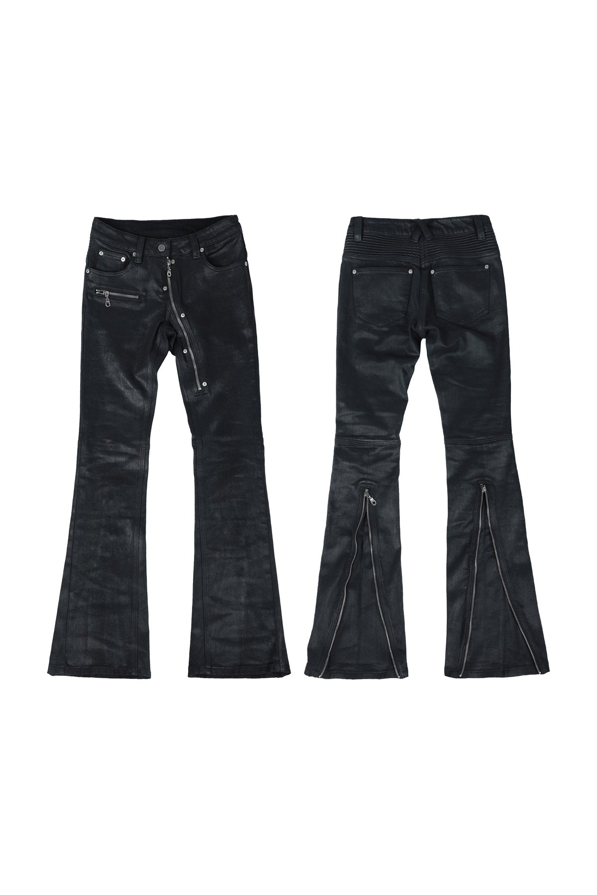 Deconstructed Wax Coated Denim Pants