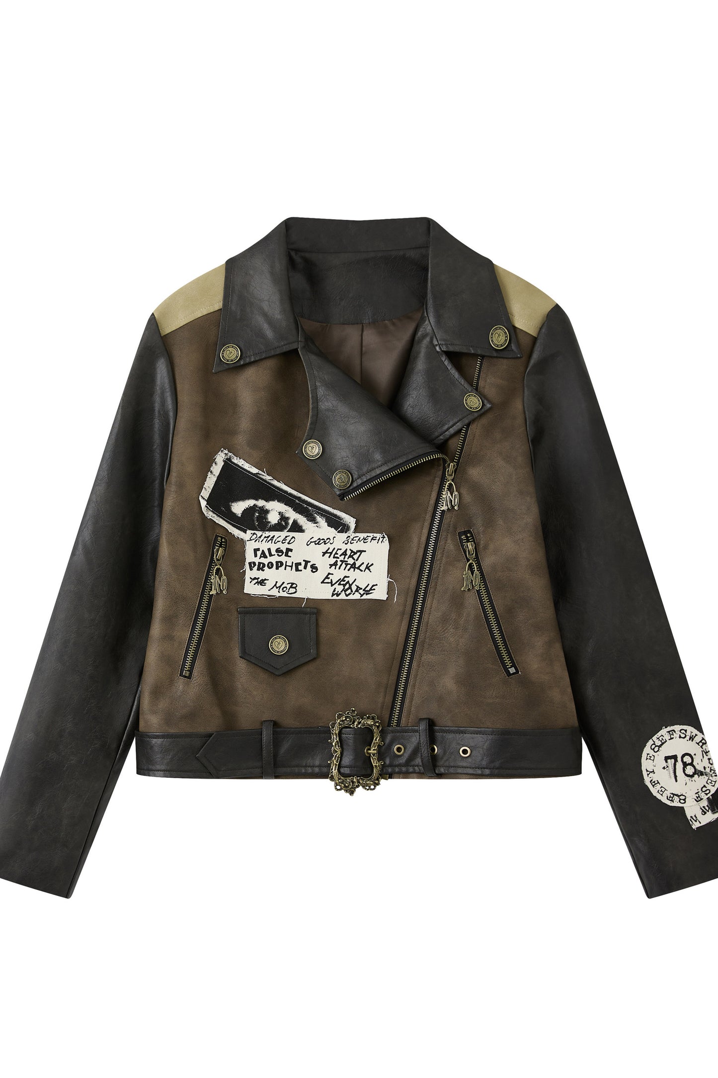Veste en cuir patchwork