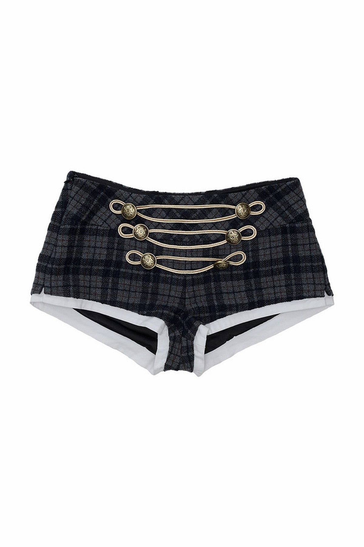 Plaid Wool Lace-Up Shorts