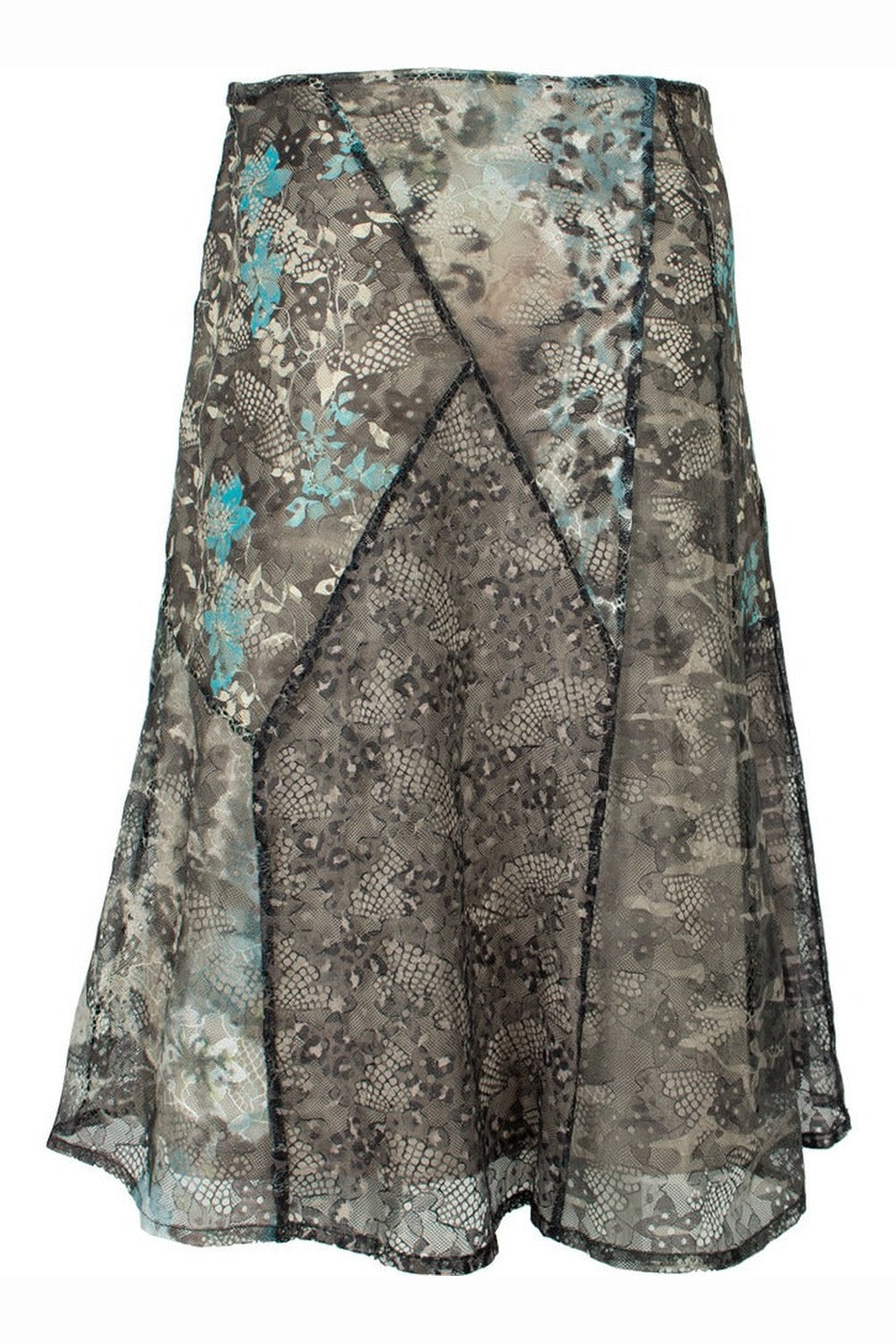 Asymmetrical Plaid Leopard Floral Midi Skirt