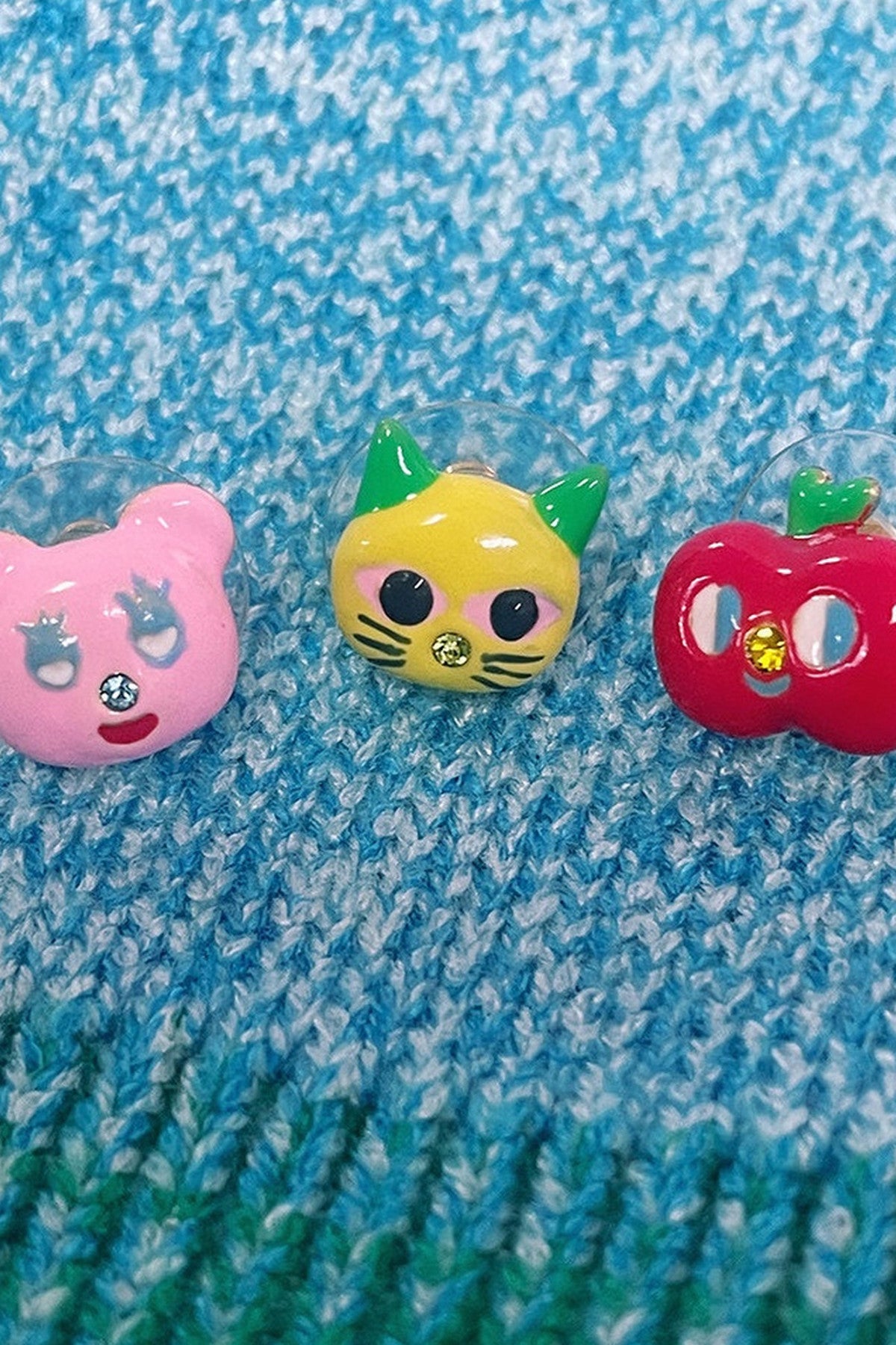 Interchangeable Apple Bear Cat Earrings