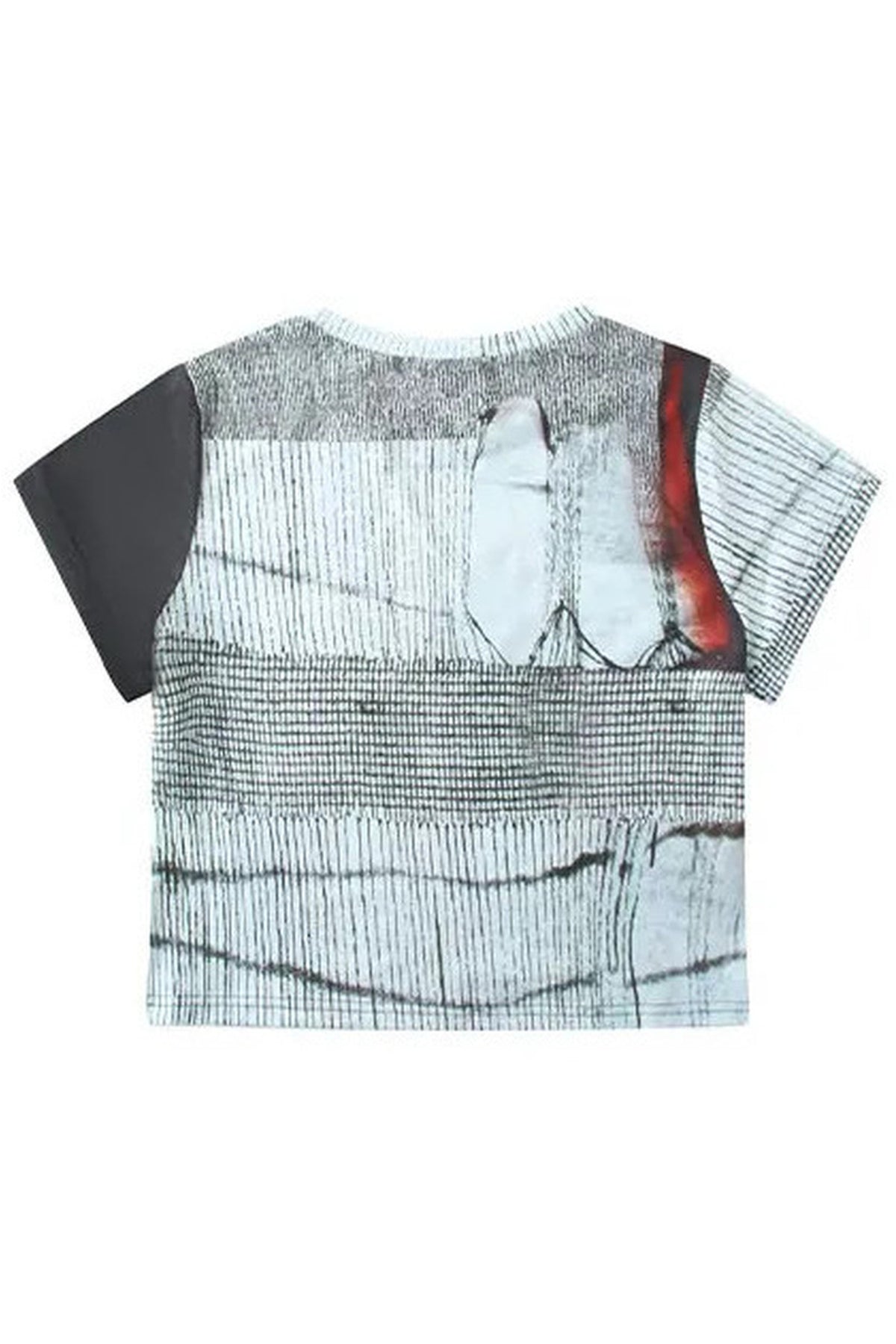 Tee-shirt en résille effet usé chat à œil rouge