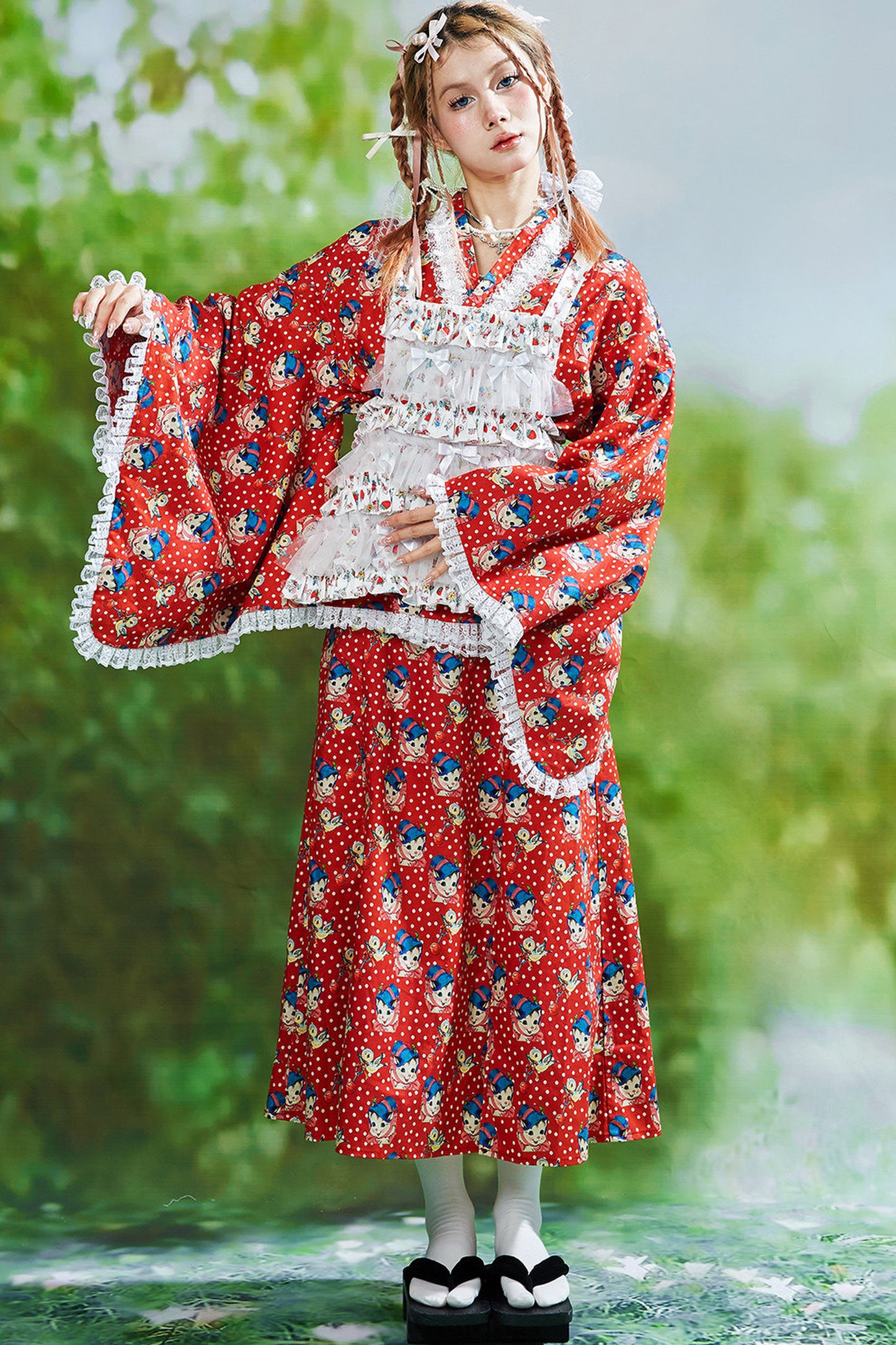 Showa Retro Red Long Dress