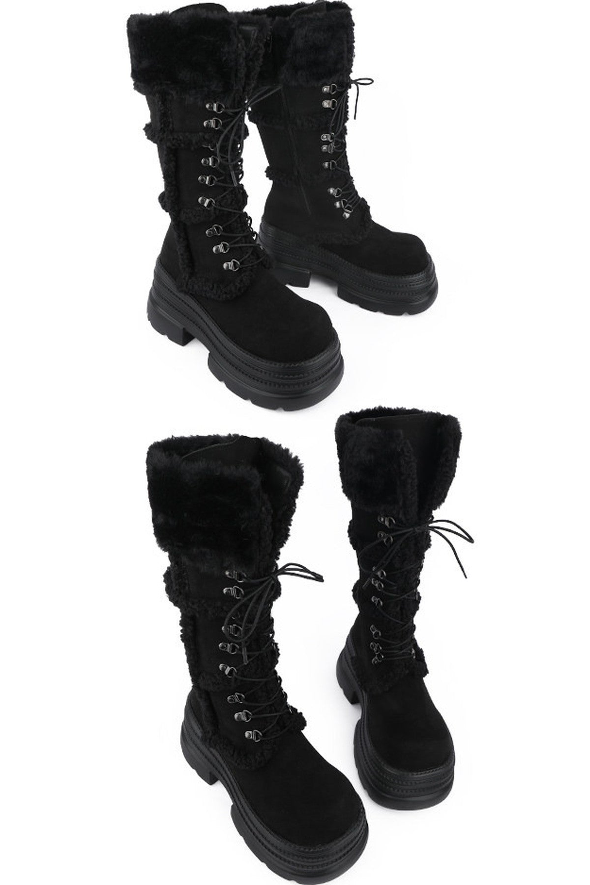 Furry Design Height-Increasing Thick Sole Martin Boots