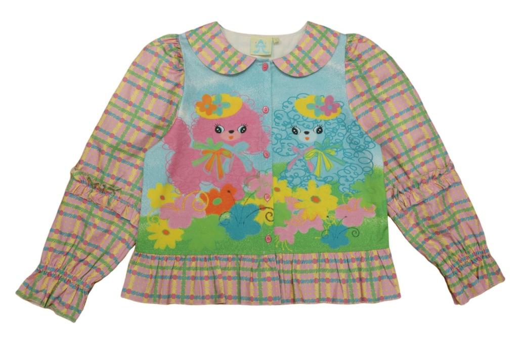 핑크 강아지 무늬 캐주얼 셔츠