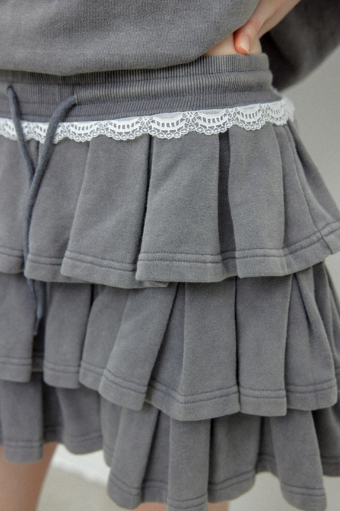 Gray Halter Sweatshirt Skirt Set-Up