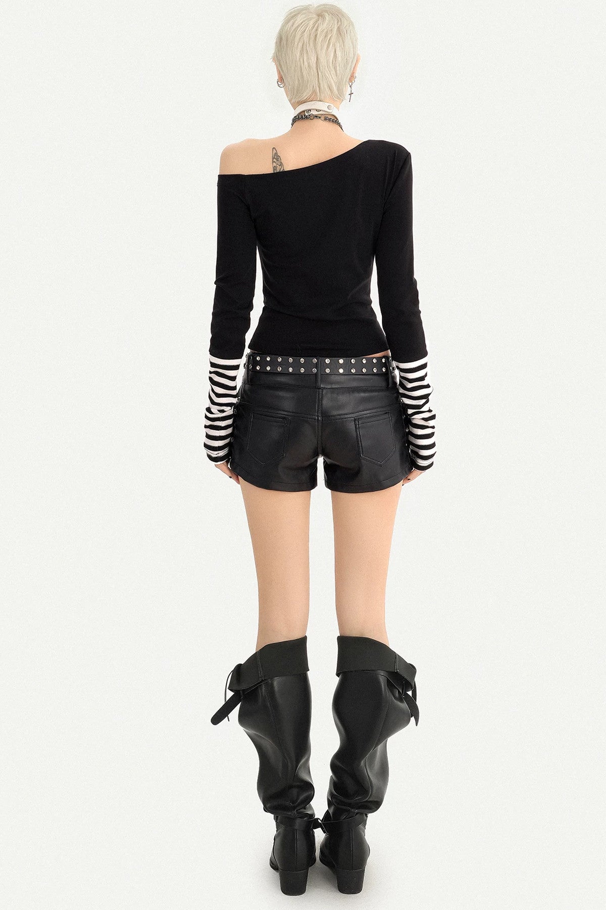 Off-Shoulder Letter Print Long Sleeve T-shirt