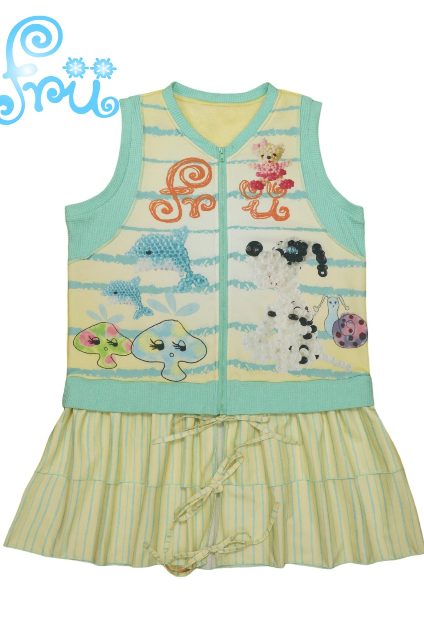 플라워 프린트 니트 조끼 드레스