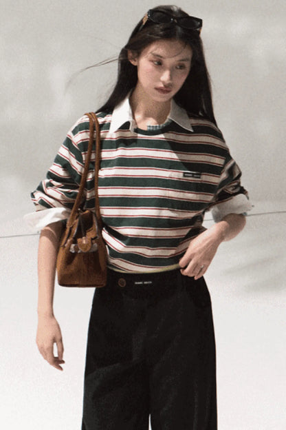 Linear Corduroy Straight Drape Pants