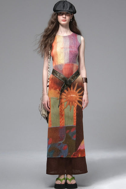 Gypsy Sunset Pleated Dress