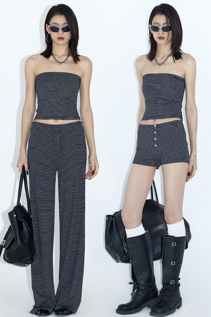 Slimming Striped Yoga Set with Shorts Set-Up