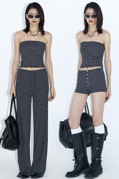 Slimming Striped Yoga Set with Shorts Set-Up