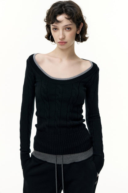 Crew Neck Tencel Wool Knit Sweater