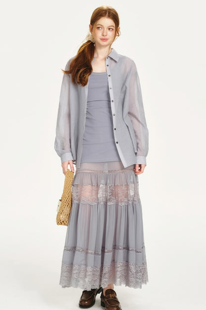 Sheer Romantic Backless Dress Set-Up