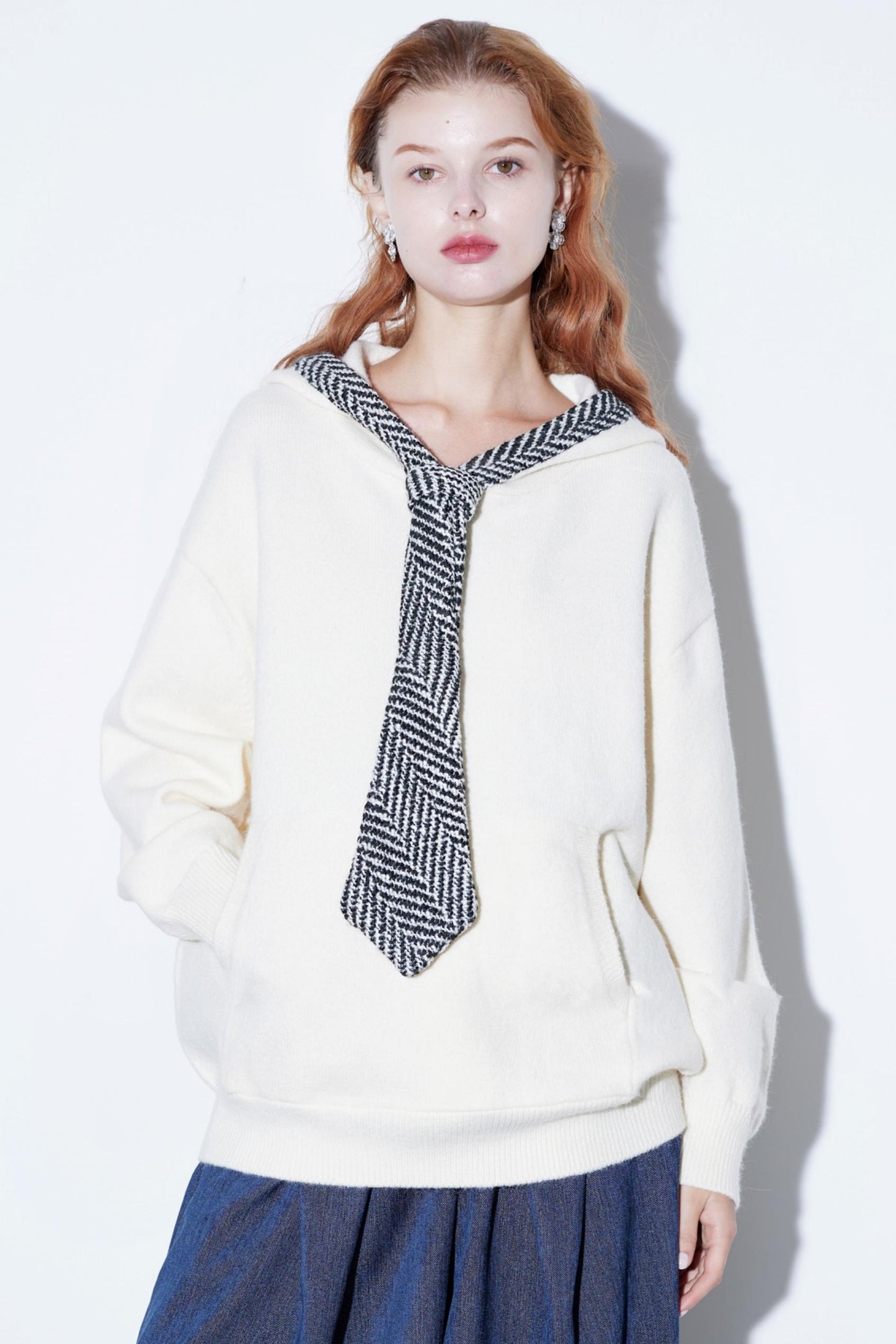 Herringbone Hooded Winter Top