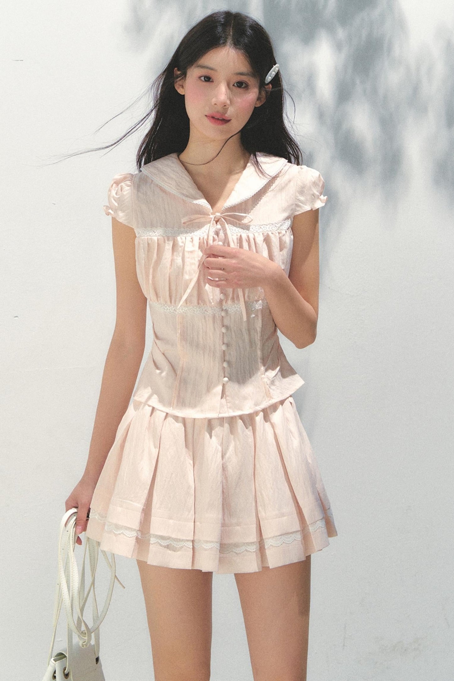 Pink Navy Top Skirt Set-Up