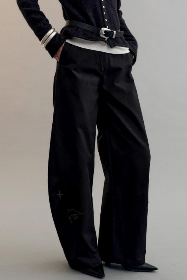 Star Bird Embroidered Loose Pants