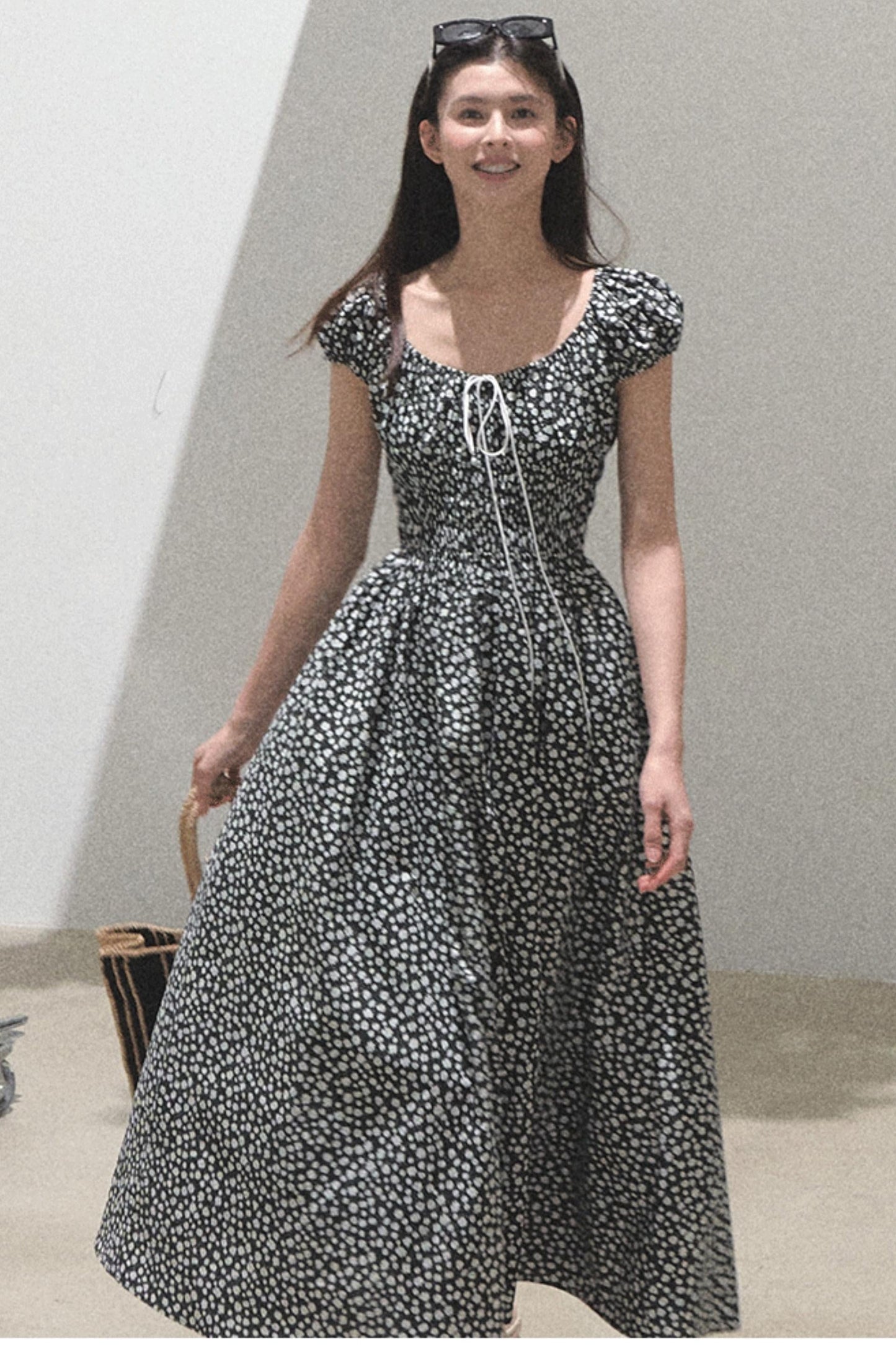 Drawstring Graffiti Dress