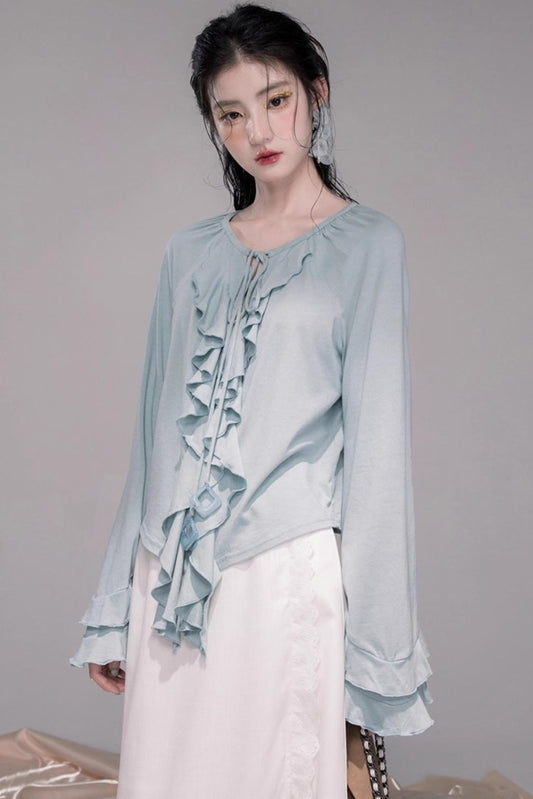 Dynamic Blue Wool Shirt