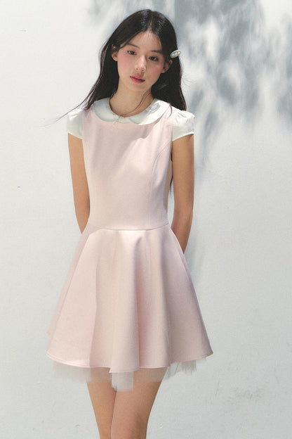 Blue Mesh Poncho Dress