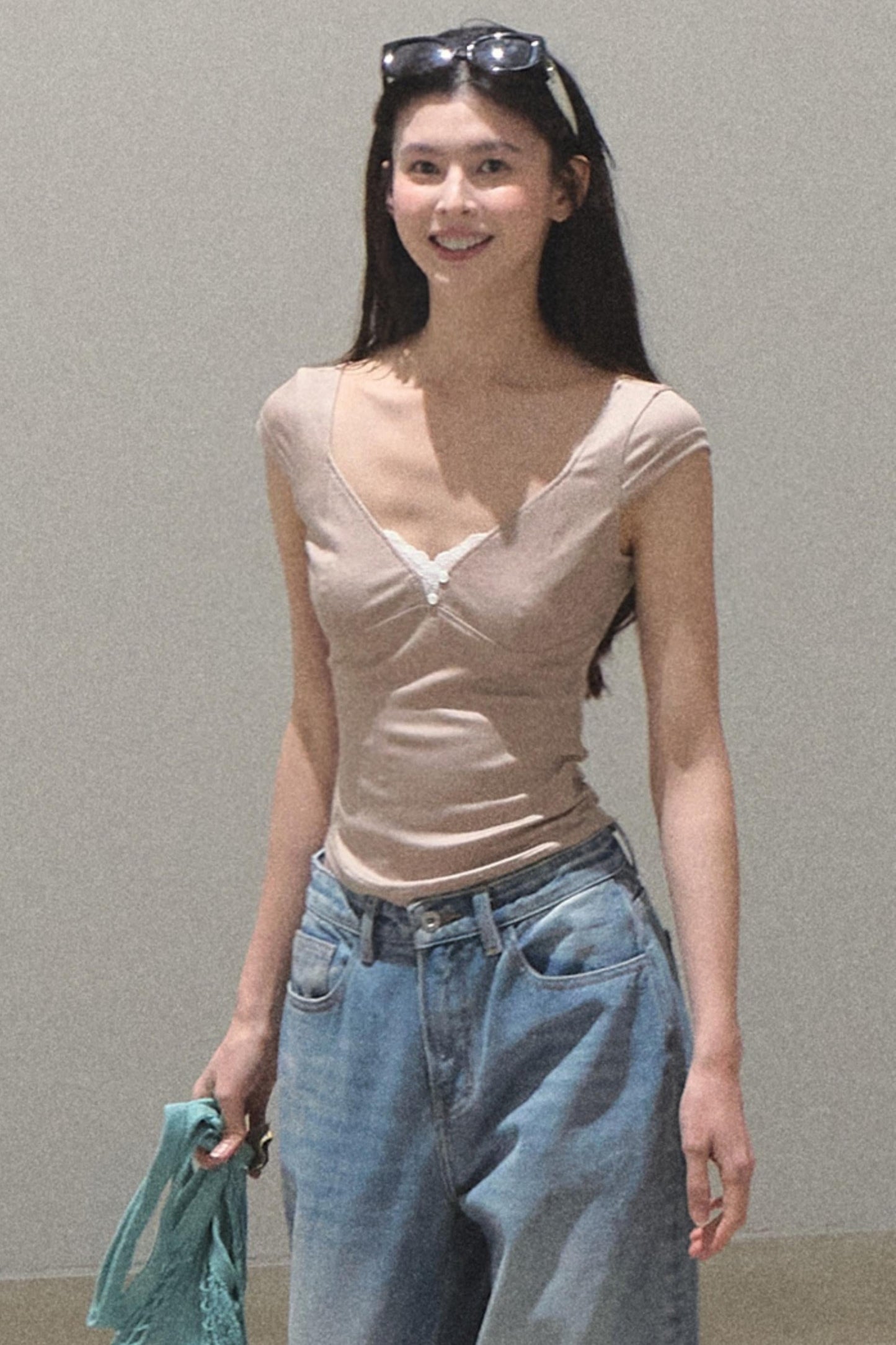 Lace Whisper V-Neck Tee