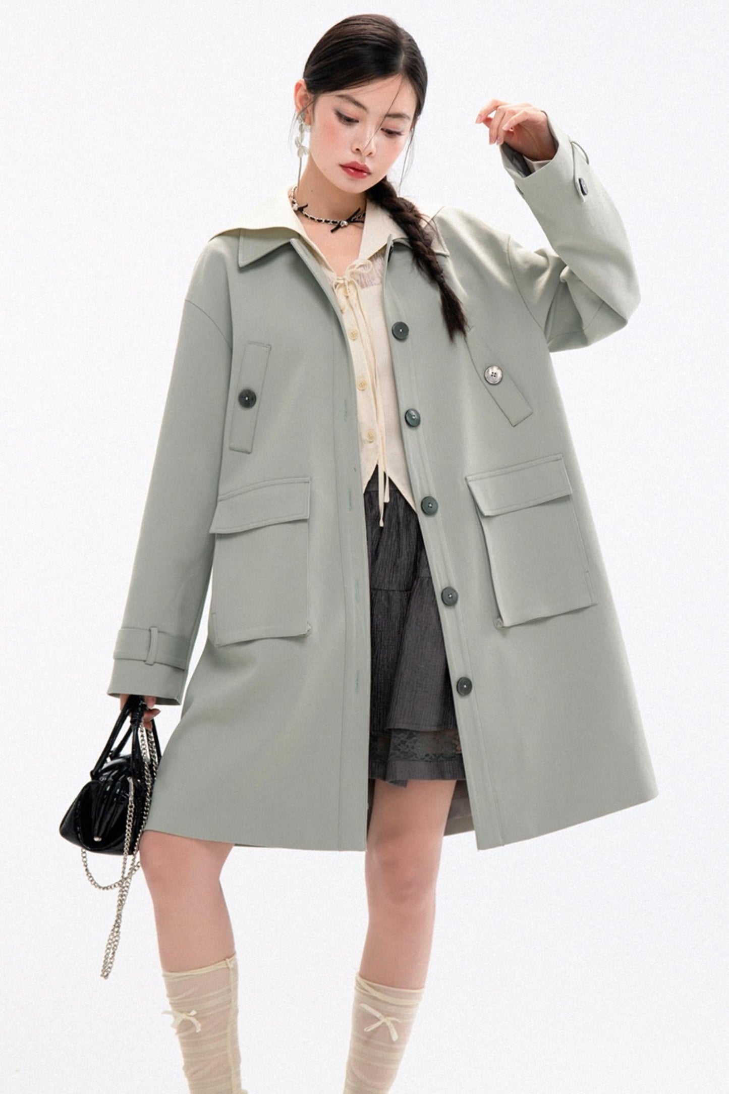 Elegant Lyocell Wool Long Coat