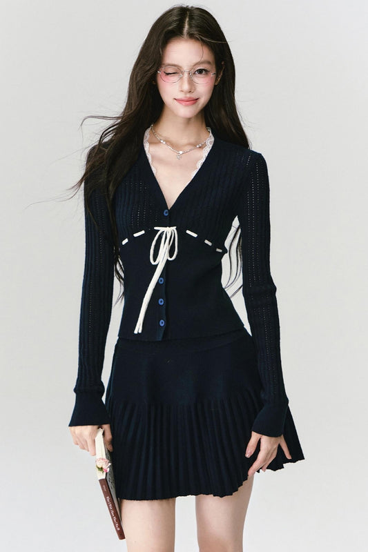 Pleated Knit Skirt & Top Set-Up