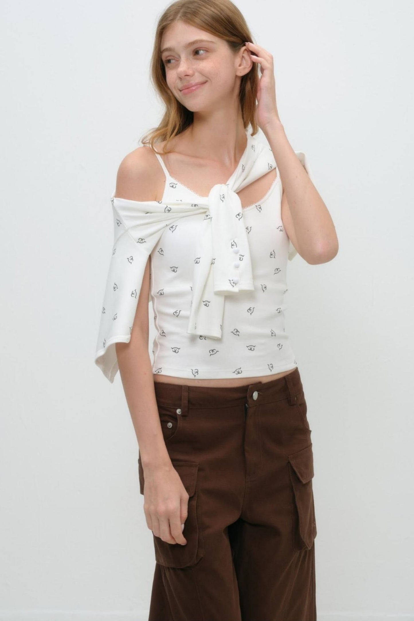 Whimsical Smile Tank & Cardigan Set